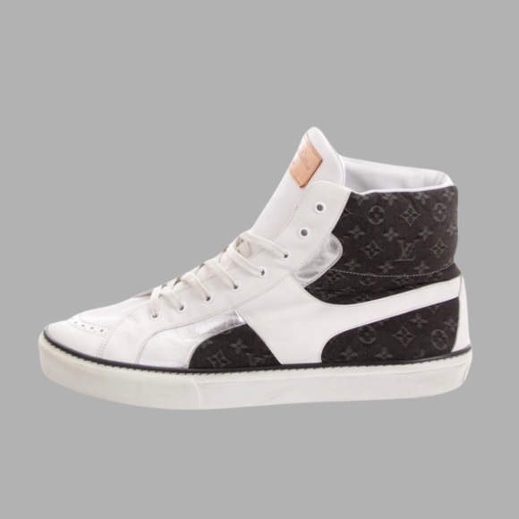 Louis Vuitton Black Denim + Leather High Top Sneakers | 38 - Picture 15 of 16